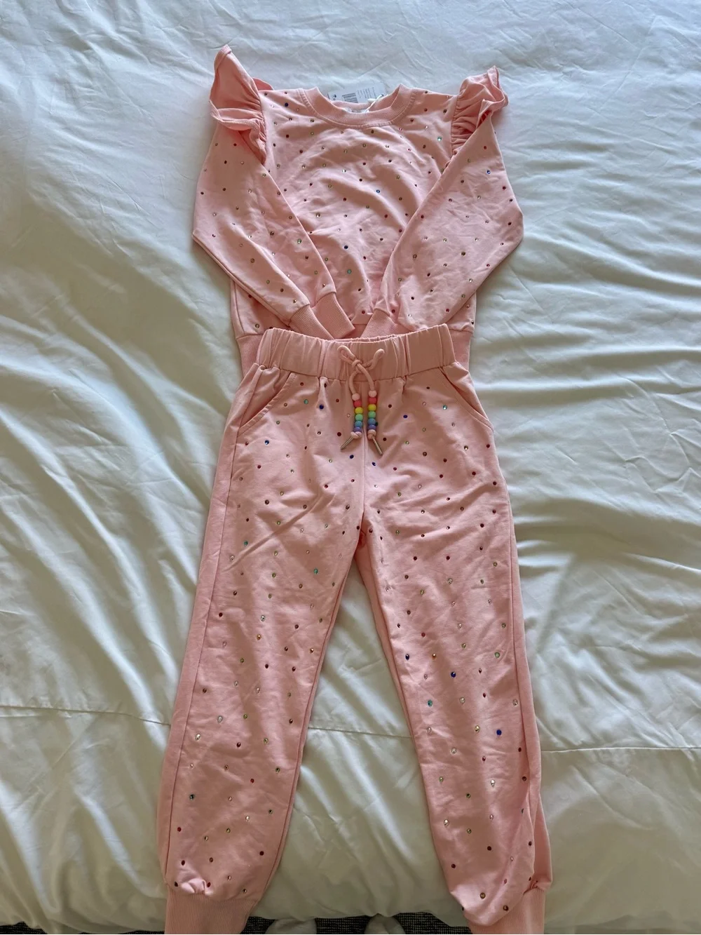 Lola + The Boys Pink Polka Dot Joggers with Bead Drawstring